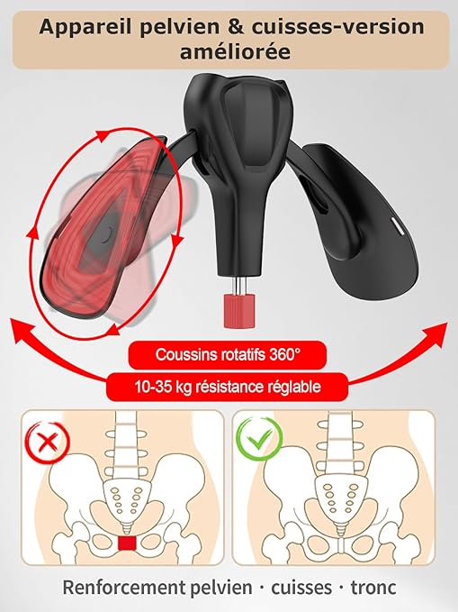TINRIEF entraîneur pelvien et intérieur des cuisses avec coussinets rotatifs 360°